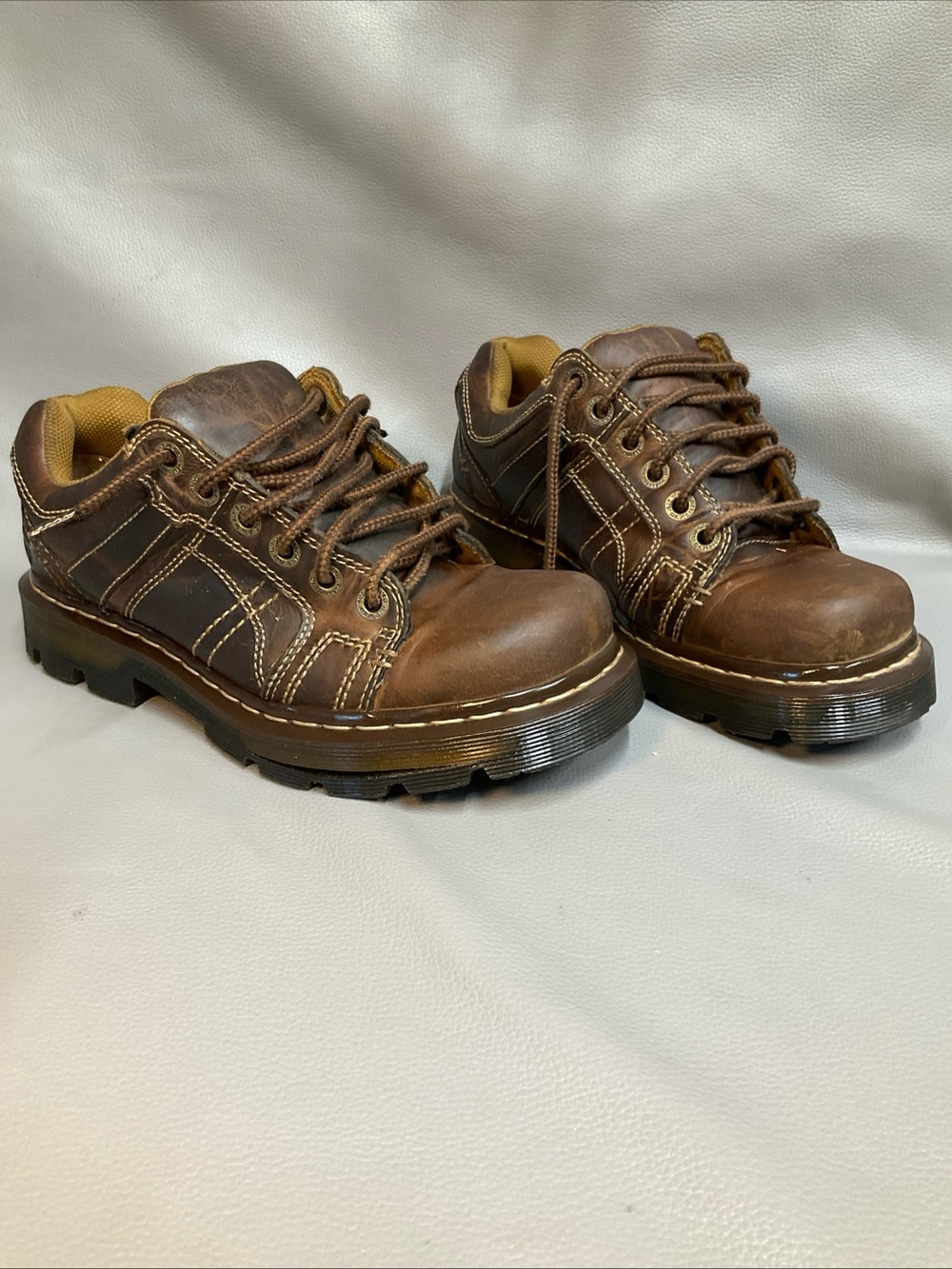 Dr. Martens Brown Leather Lace-Up Low-Top Boots